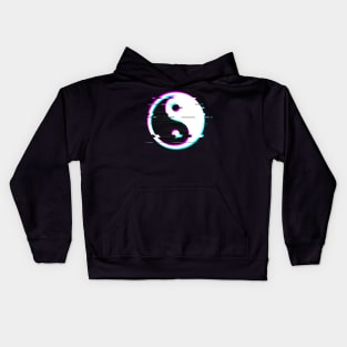 yin yang glitch Kids Hoodie